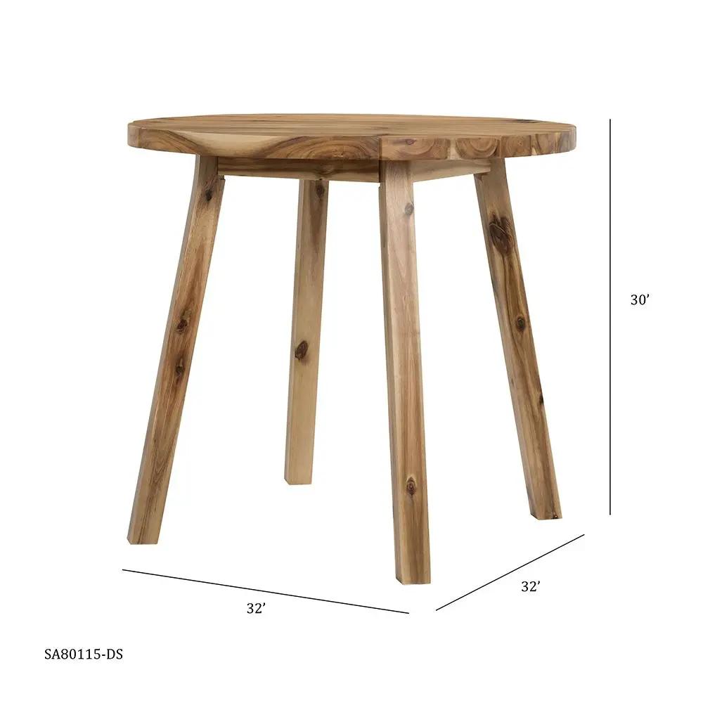 Round Dining Table, Solid Wood - Natural Wood / Brown by Unique Piece Furniture