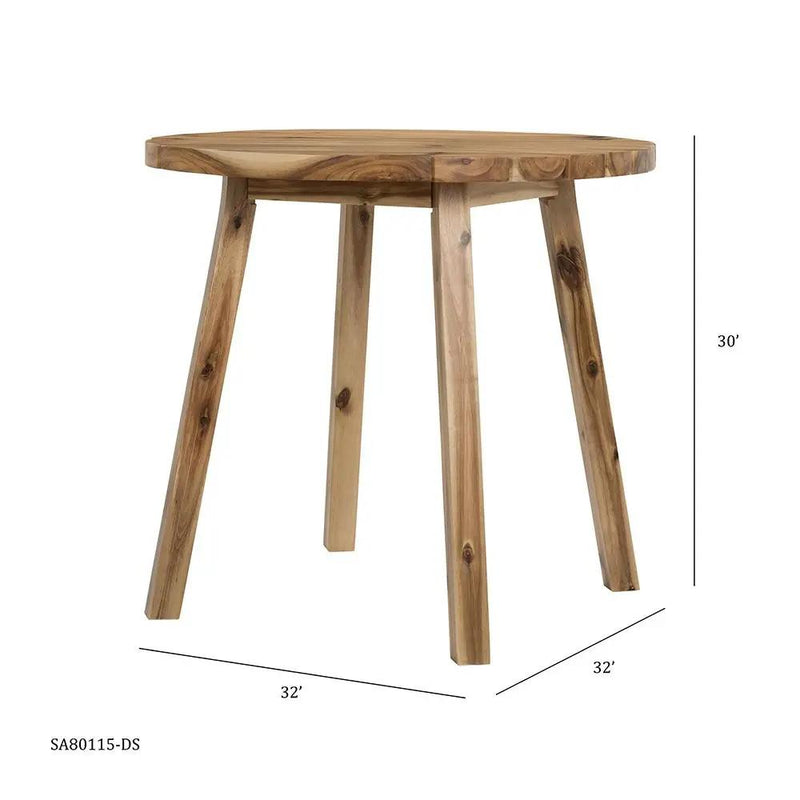 Round Dining Table, Solid Wood - Natural Wood / Brown by HouseOfZazla