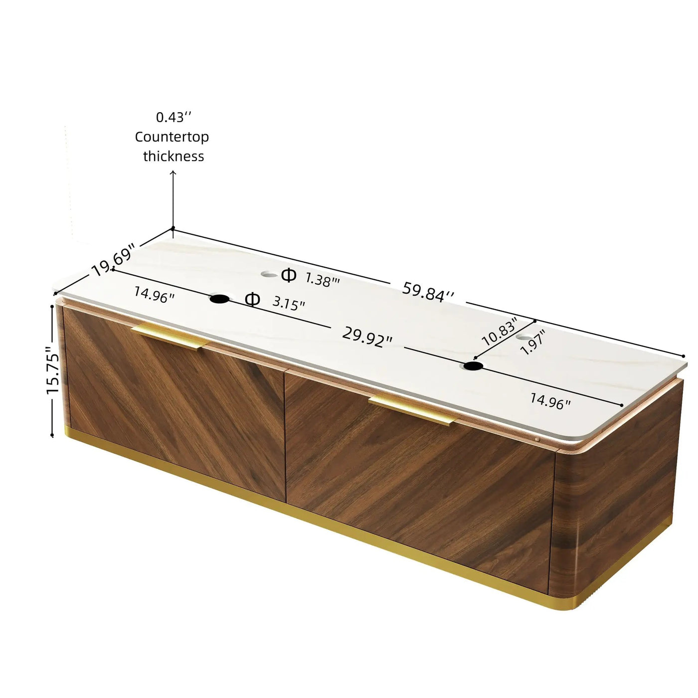 DIPA 60" Wall-Mounted Carrara Bathroom Vanity by HouseOfZazla