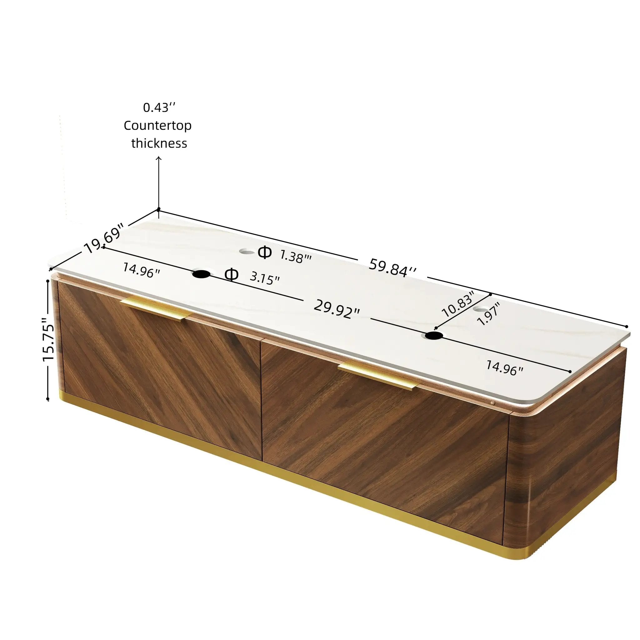 DIPA 60" Wall-Mounted Carrara Bathroom Vanity by HouseOfZazla