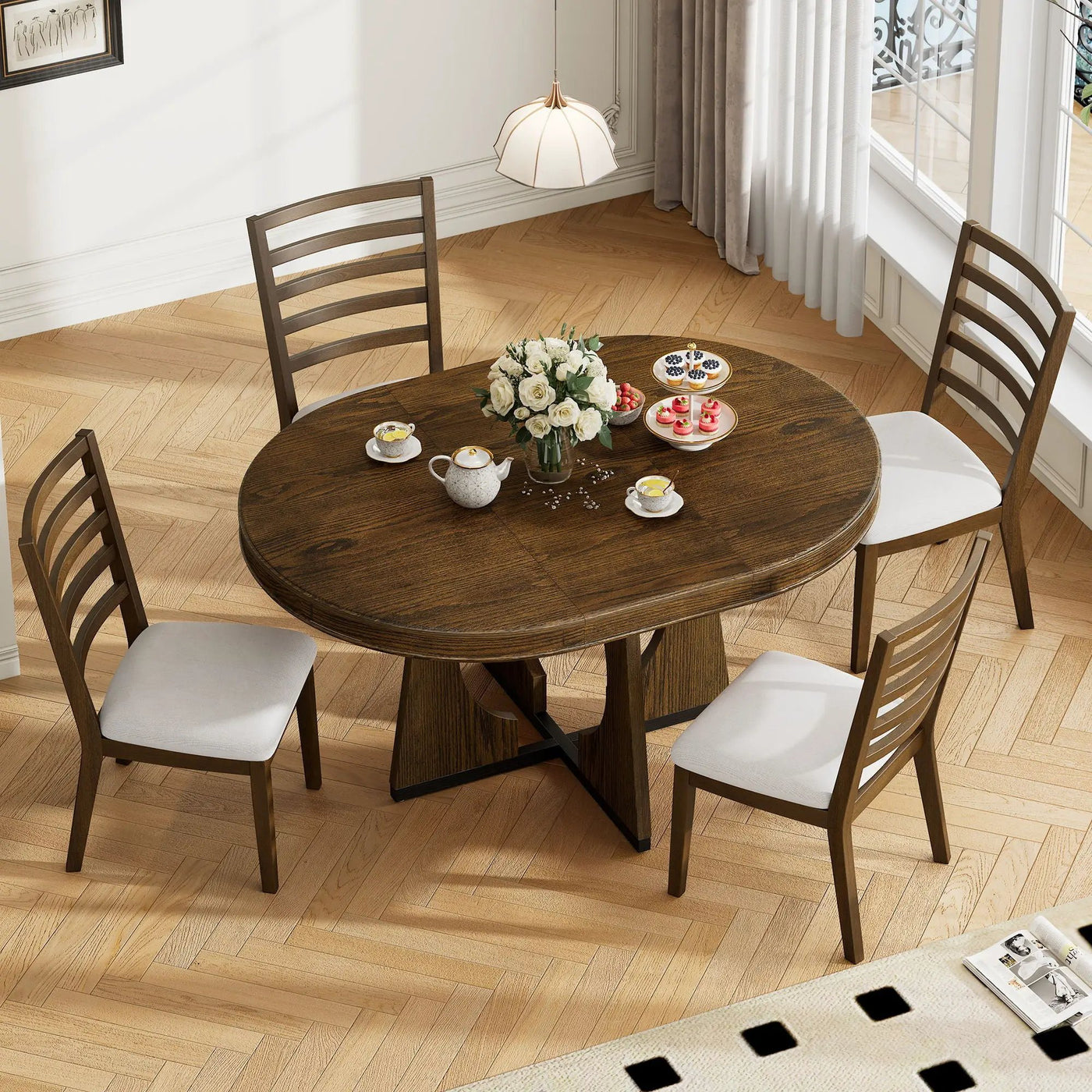 Round Dining Table Set For 4 With Chairs by HouseOfZazla