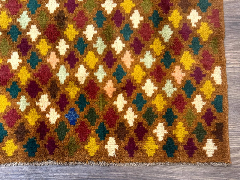 Balouch Rug 3x4, Burnt-Orange, Multicolor, Afghan Rug by Jewel Rugs