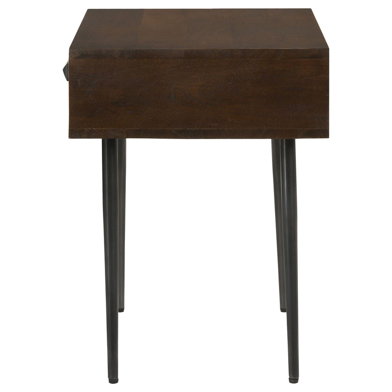 Gibson - Coffee 1 Drawer Rectangular Side Table With Angled Legs - Coffee by HouseOfZazla