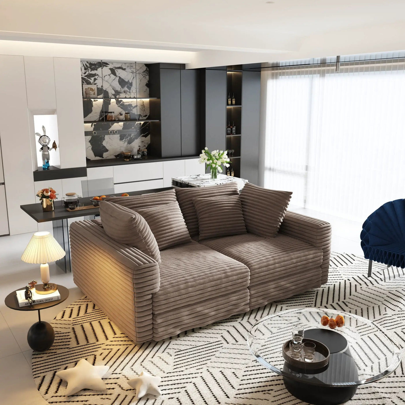 4 Seat Modern Comfy Upholstered Sofa Cloud Couch by HouseOfZazla