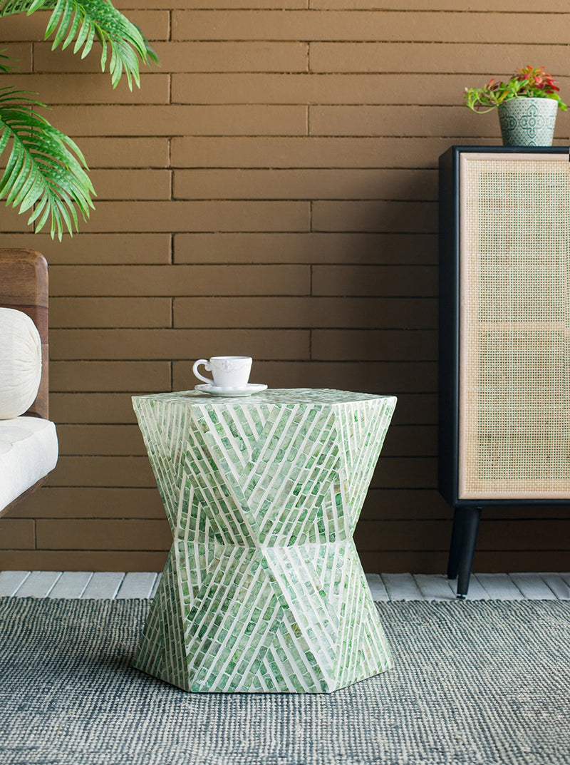 19x19x20" Tapered Green Pedestal Stool by HouseOfZazla