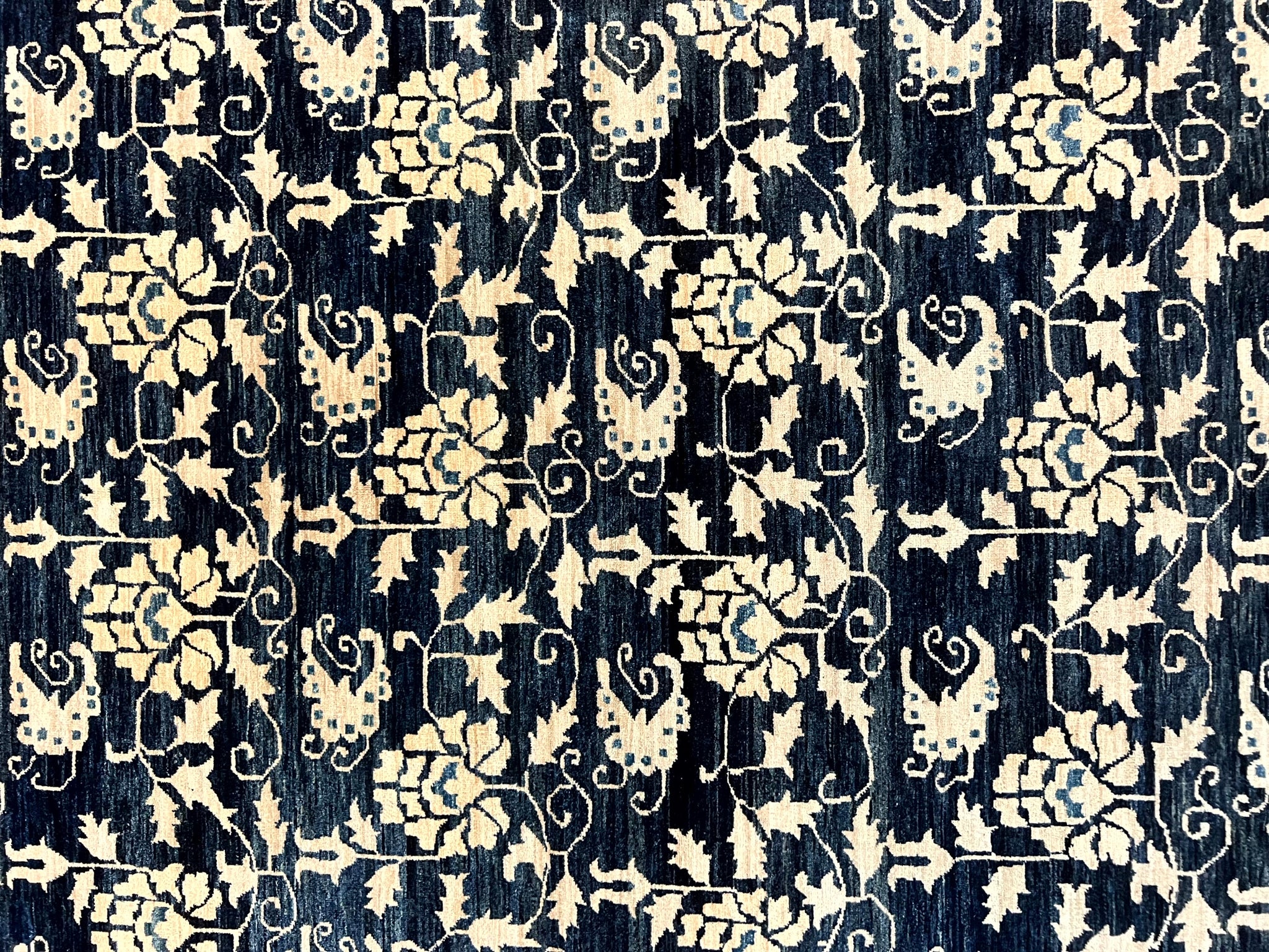 Sino Persian Rug 6x9, Hand Knotted Wool Carpet, Floral Allover, Blue Cream-Tan by Jewel Rugs