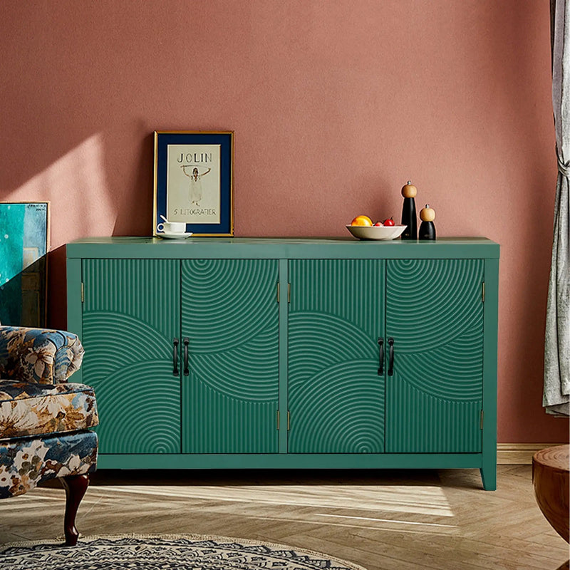 59in Green Accent Cabinet with 4 Doors Mid Century Modern Buffet by HouseOfZazla