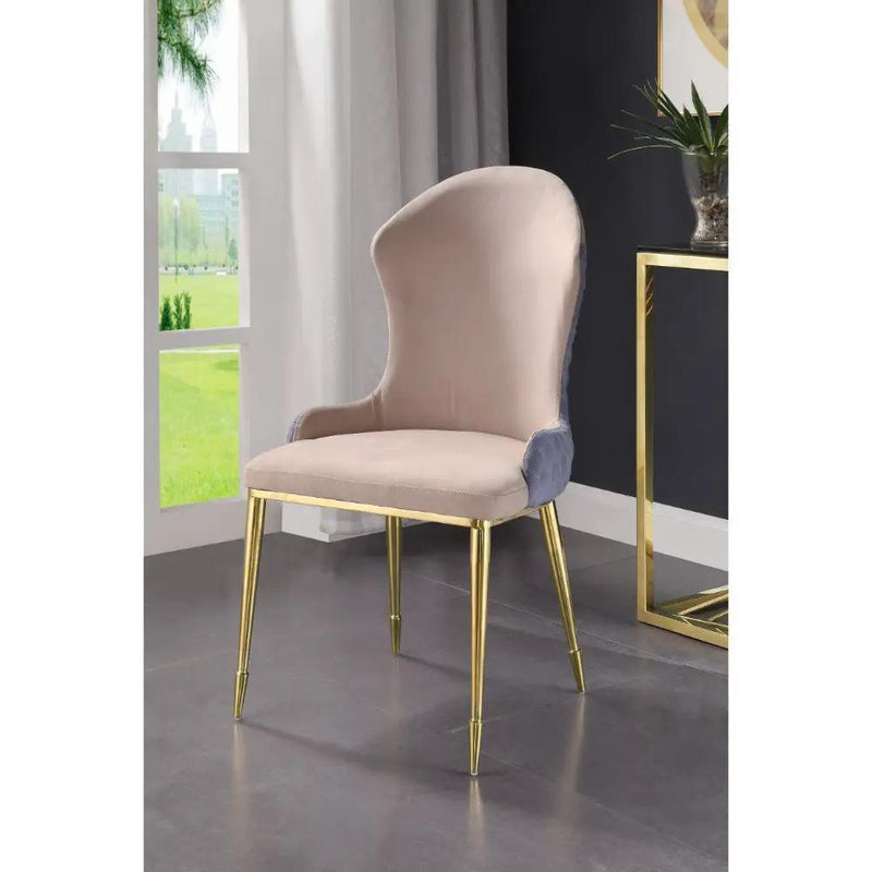Caolan - Side Chair (Set of 2) - Tan, Lavender Fabric & Gold by Unique Piece Furniture