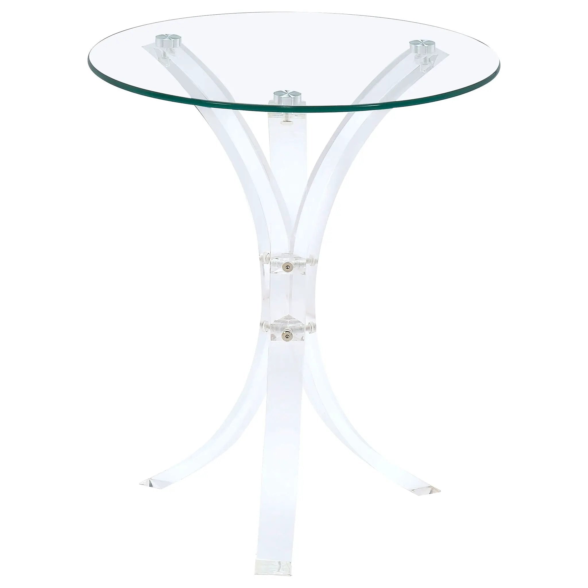 Laning Round Glass Top Acrylic Side Table Clear by Unique Piece Furniture