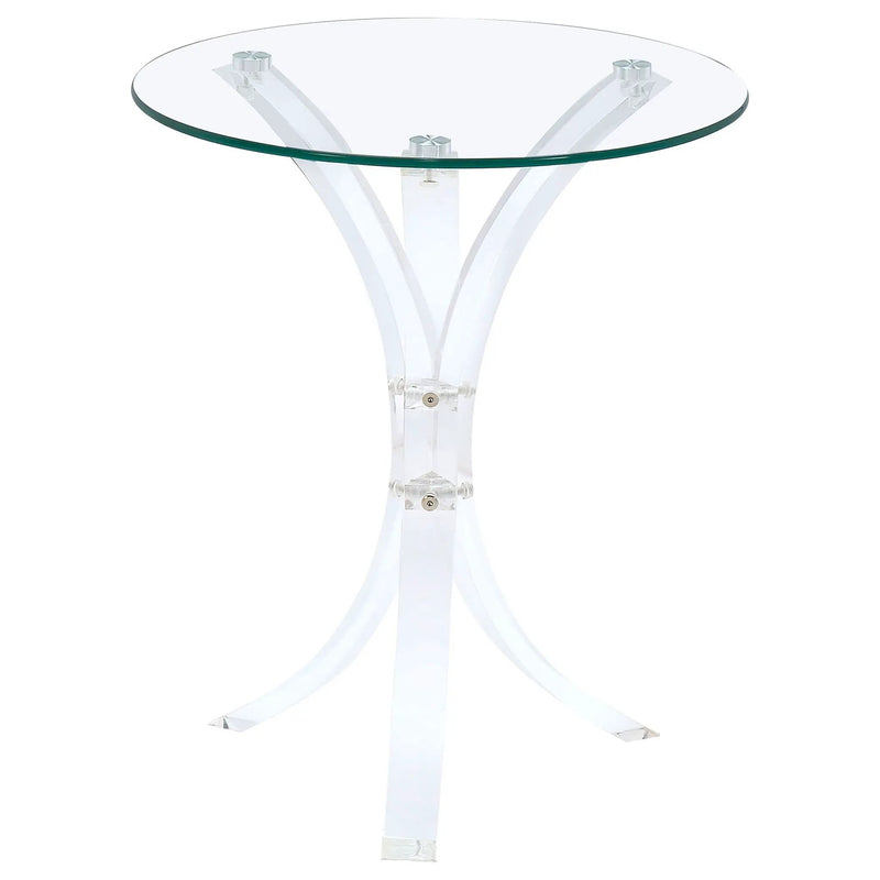 Laning Round Glass Top Acrylic Side Table Clear by Unique Piece Furniture