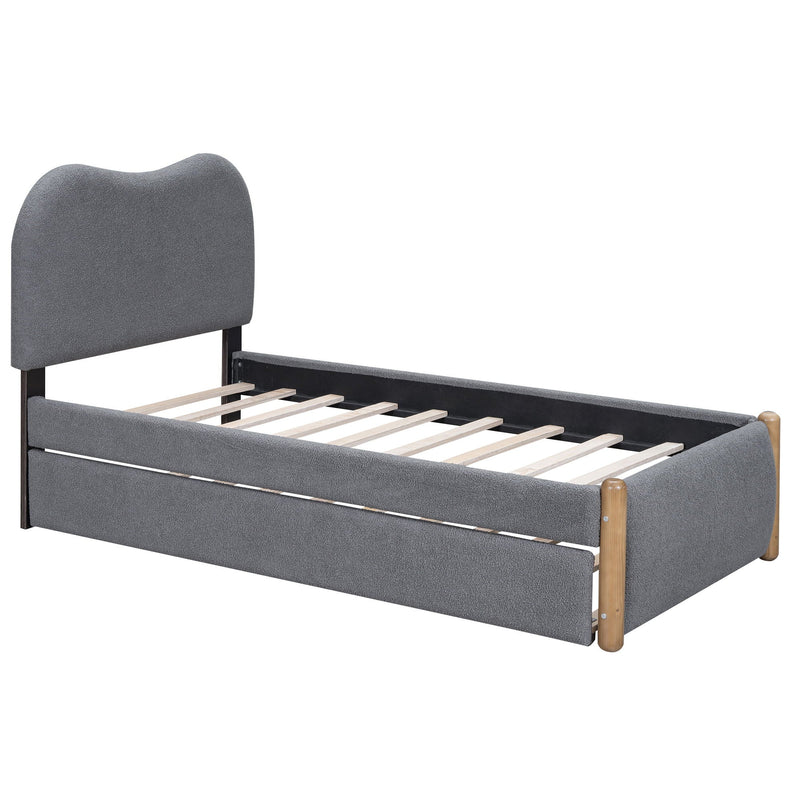 Upholstered Platform Bed With Wood Supporting Feet And Trundle by HouseOfZazla