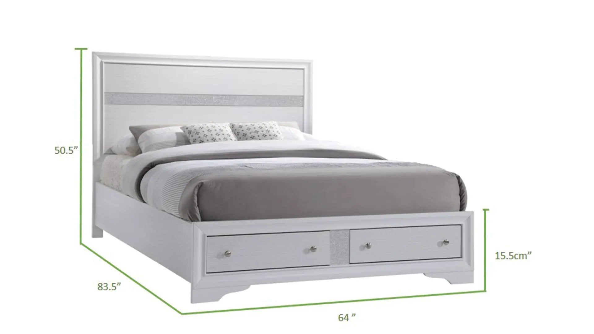 Traditional Style Queen 4 Pc Storage Bedroom Set Made with Wood in White by HouseOfZazla