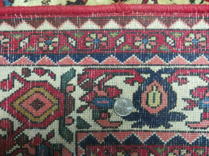 7' X 10' Vintage Handmade Indian Floral Wool Rug Hand Knotted Carpet Ivory Red by Jewel Rugs