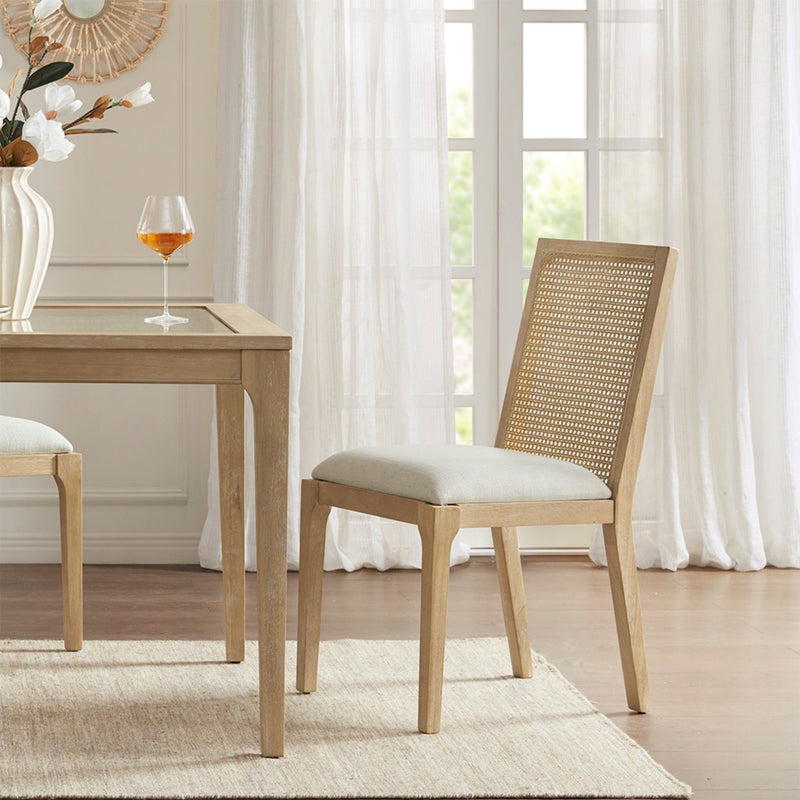 Dining Chair Set with Synthetic Cane Back and Upholstered Seat - Natural, photo 9 of 9