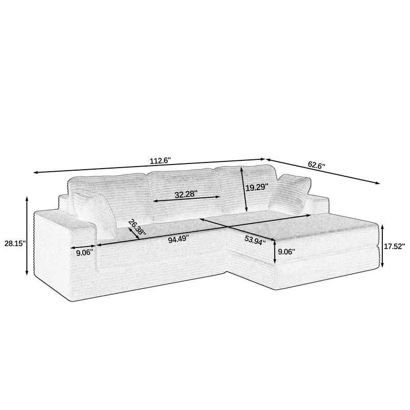 Modern Minimalist L Shape Modular Sectional Sofa, Couch by Unique Piece Furniture