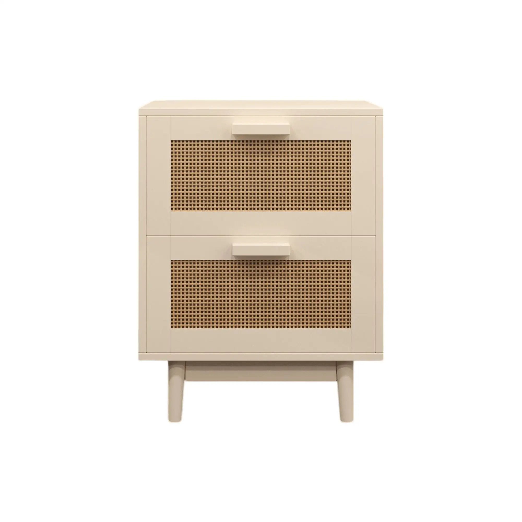 Nightstand With 2 Drawers, Storage Side Table For Bedroom - Antique Natural / Rattan by Unique Piece Furniture
