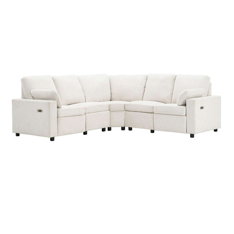 Power Recliner Sectional Sofa Home Theater Reclining Sofa With Two USB Ports, Two Storage Drawers For Living Room by HouseOfZazla