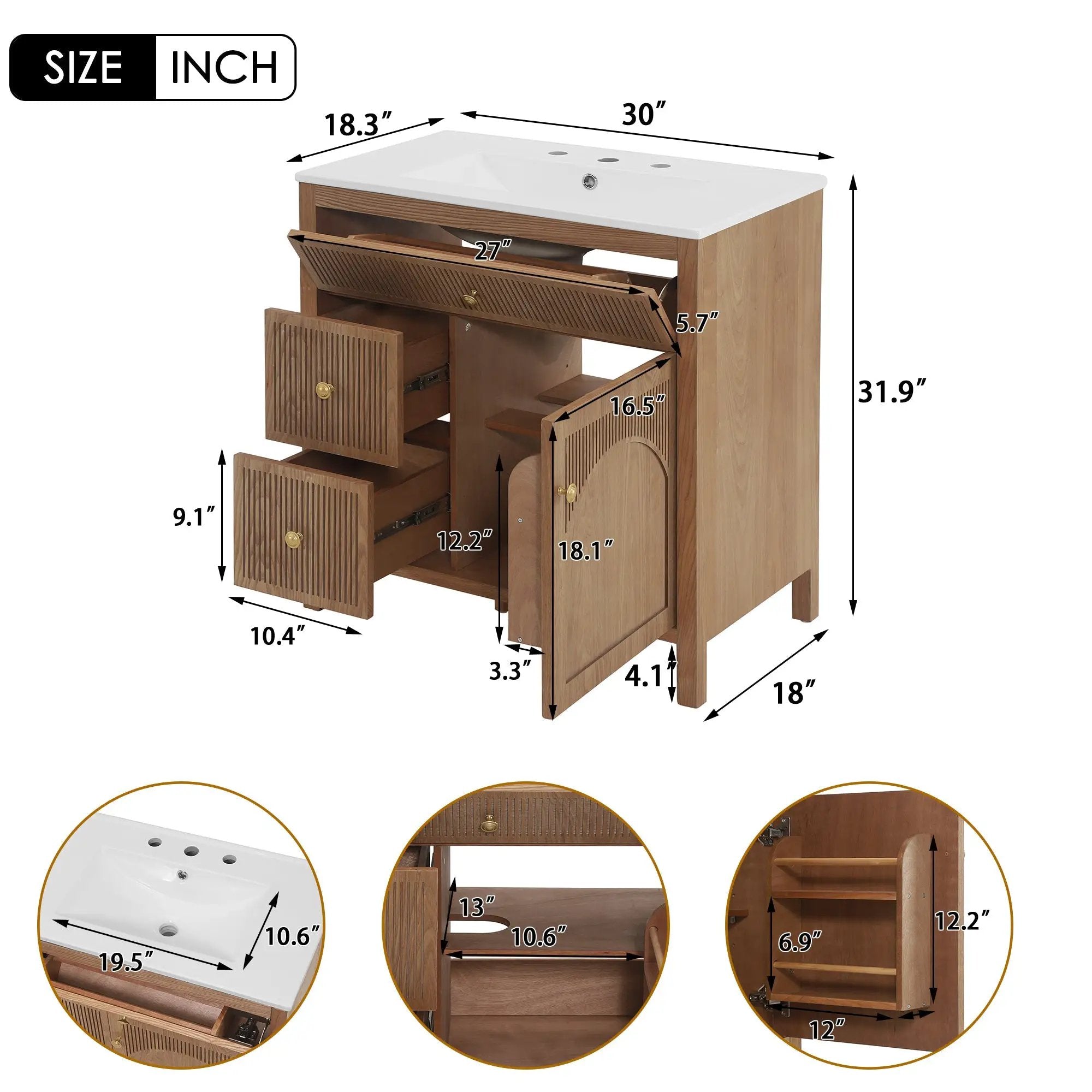 30 Inch Freestanding Farmhouse Bathroom Vanity by HouseOfZazla