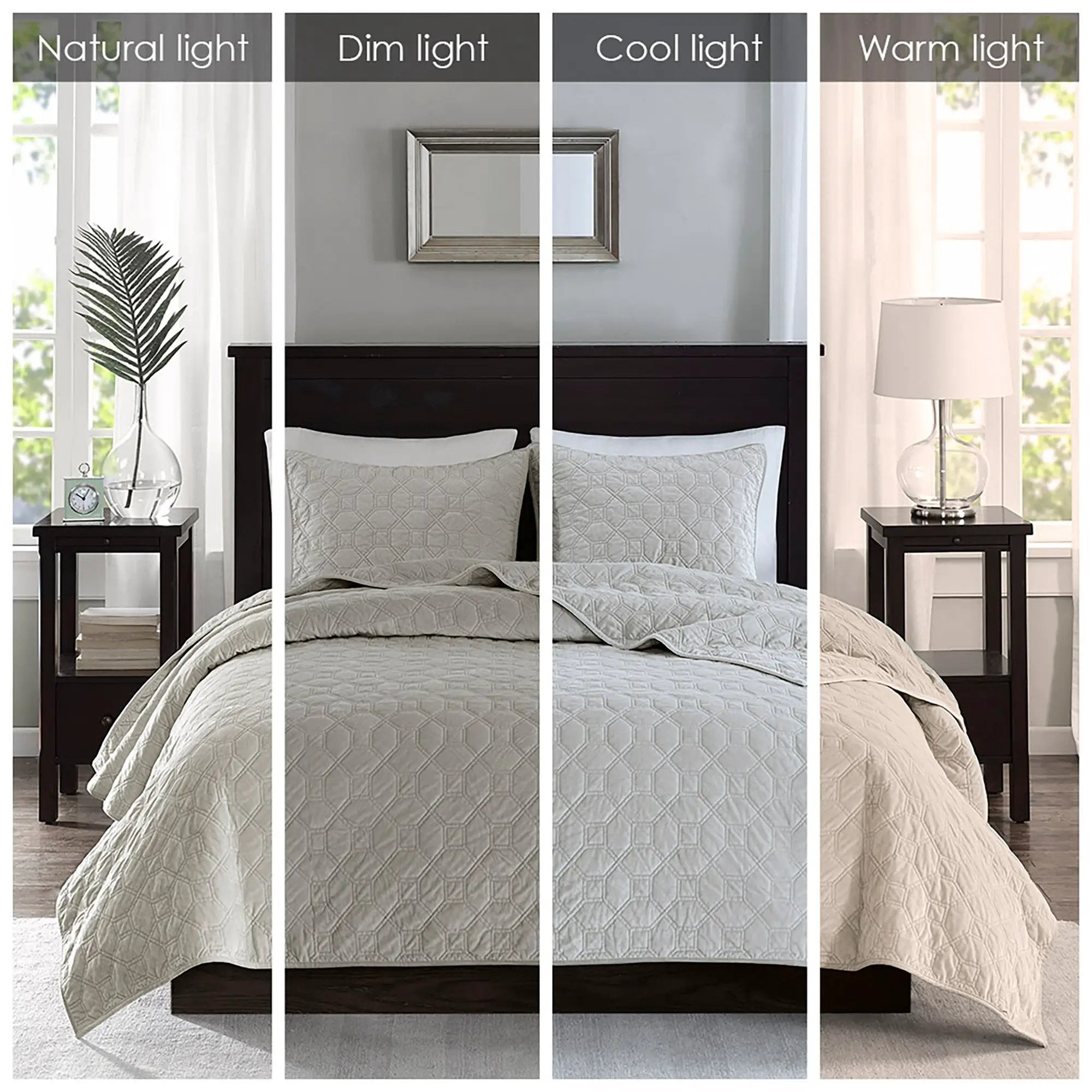 3 Piece Velvet Quilt Set Ivory King/Cal King by HouseOfZazla