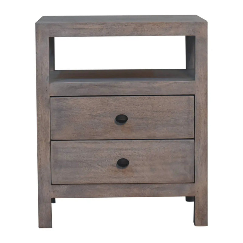 2 Drawer Open Bedside Table - Gray Ash by HouseOfZazla