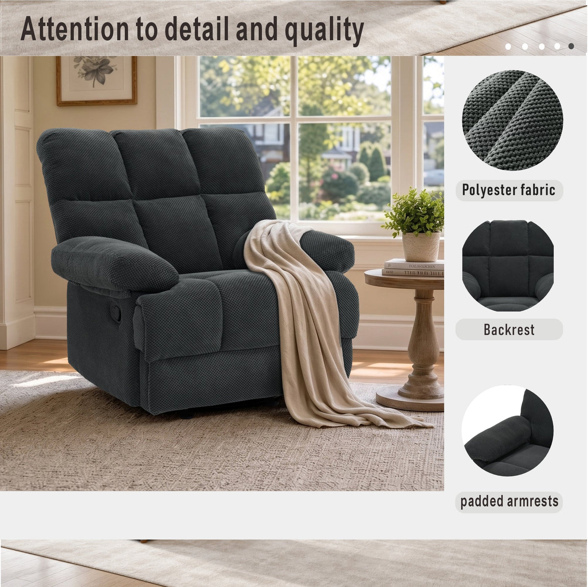 Modern Manual Rocker Recliner Chair, photo 5 of 10