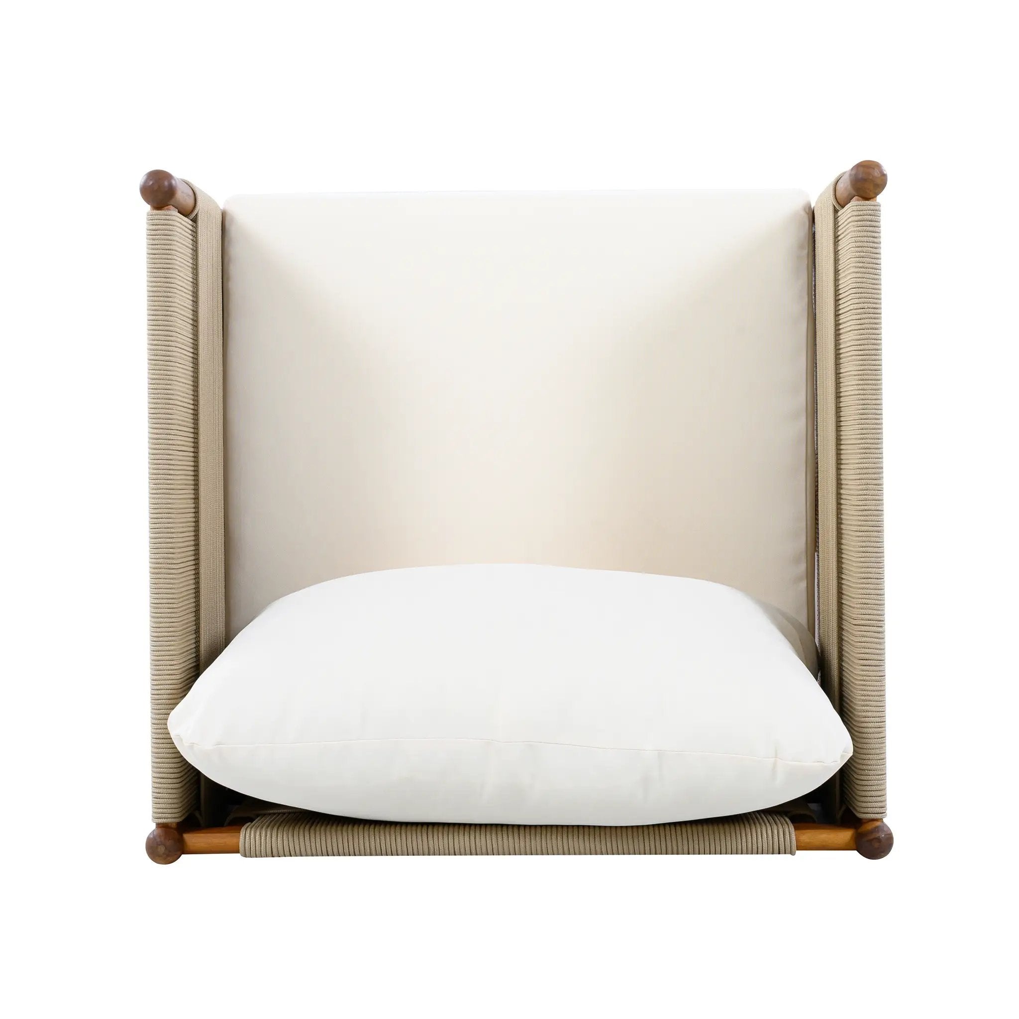 Outdoor Acacia Wood Club Chair with Diamond Rope Weave & Cushions, Teak Finish by HouseOfZazla