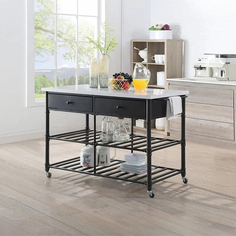 Emery - Kitchen Island - White Cultured Marble Top & Gray by Unique Piece Furniture