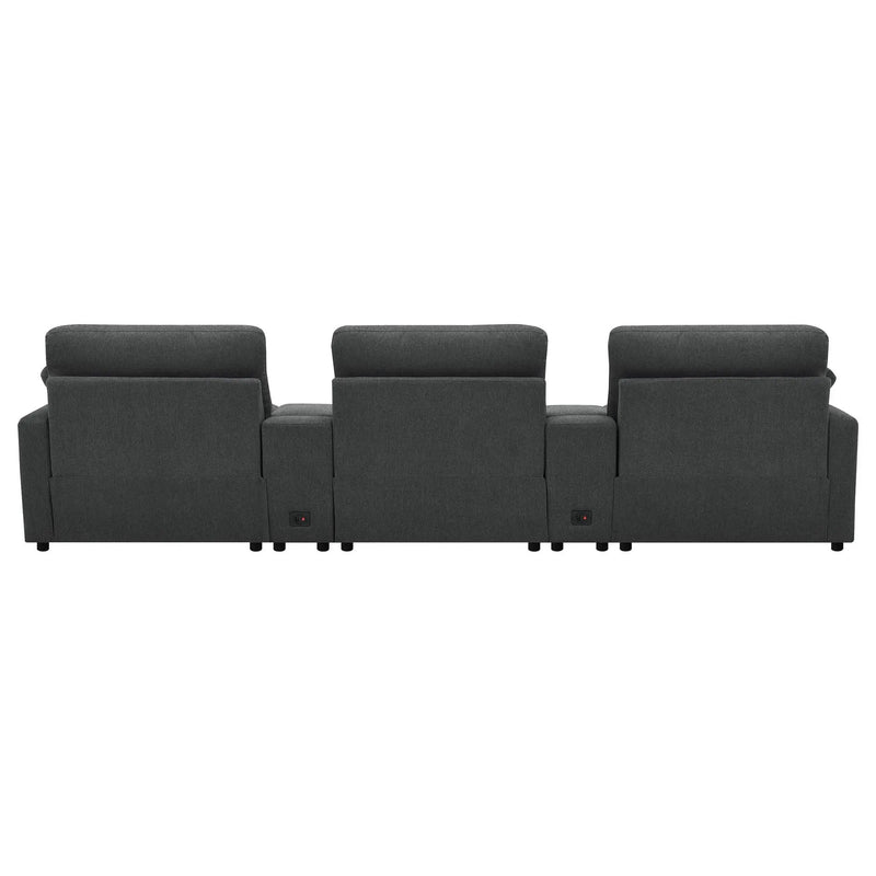 Collins 5-Piece Power Reclining Home Theater Seating Dark Grey by Unique Piece Furniture