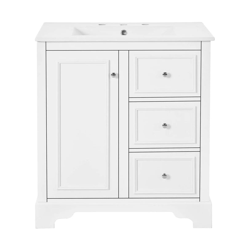 Bathroom Vanity With Sink, Modern Elegant Bathroom Storage Cabinet With 3 Drawers And Adjustable Shelves, Freestanding Vanity Set With Mirror Cabinet, Single Sink Bathroom Vanity by HouseOfZazla