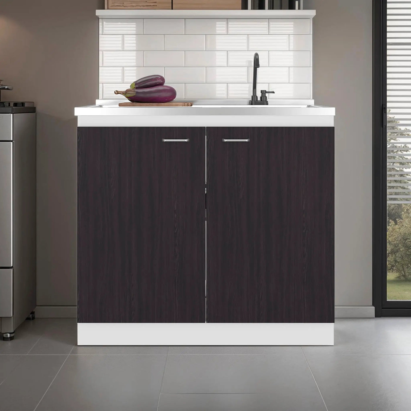 Salento Freestanding Sink, Double Door Cabinet, Two Shelves by HouseOfZazla