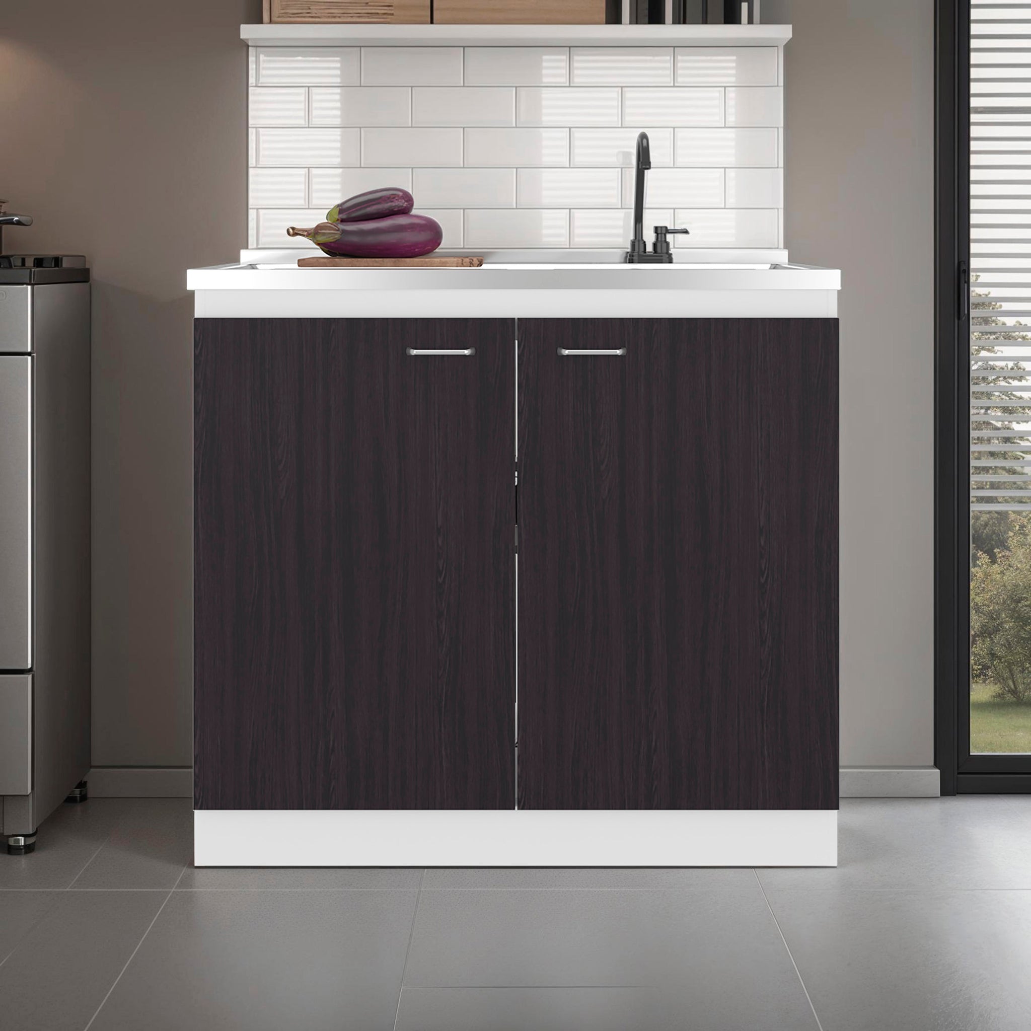 Salento Freestanding Sink, Double Door Cabinet, Two Shelves by HouseOfZazla
