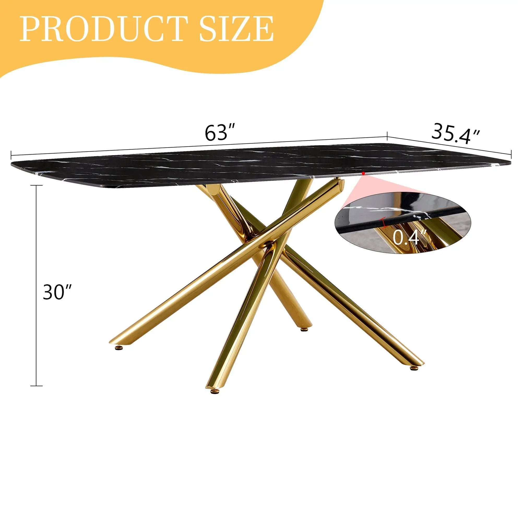 Luxurious Marble Patterned Dining Table With Metal Fork Legs by Unique Piece Furniture