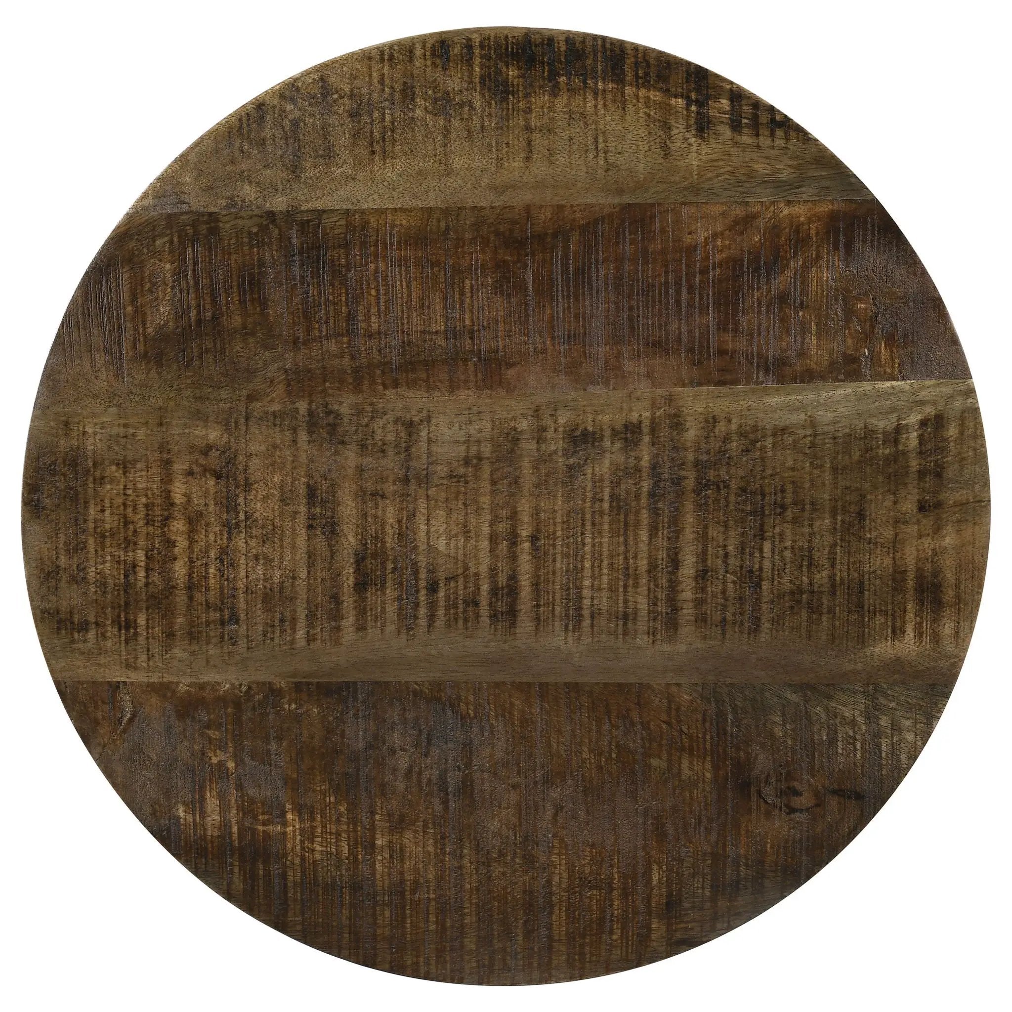 Aurora Round Drum Base Accent Side Table Natural and Black by Unique Piece Furniture