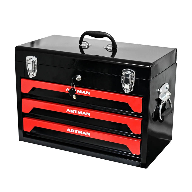 Portable 20" Steel Tool Box With 3 Drawers And Metal Latch Closure by HouseOfZazla
