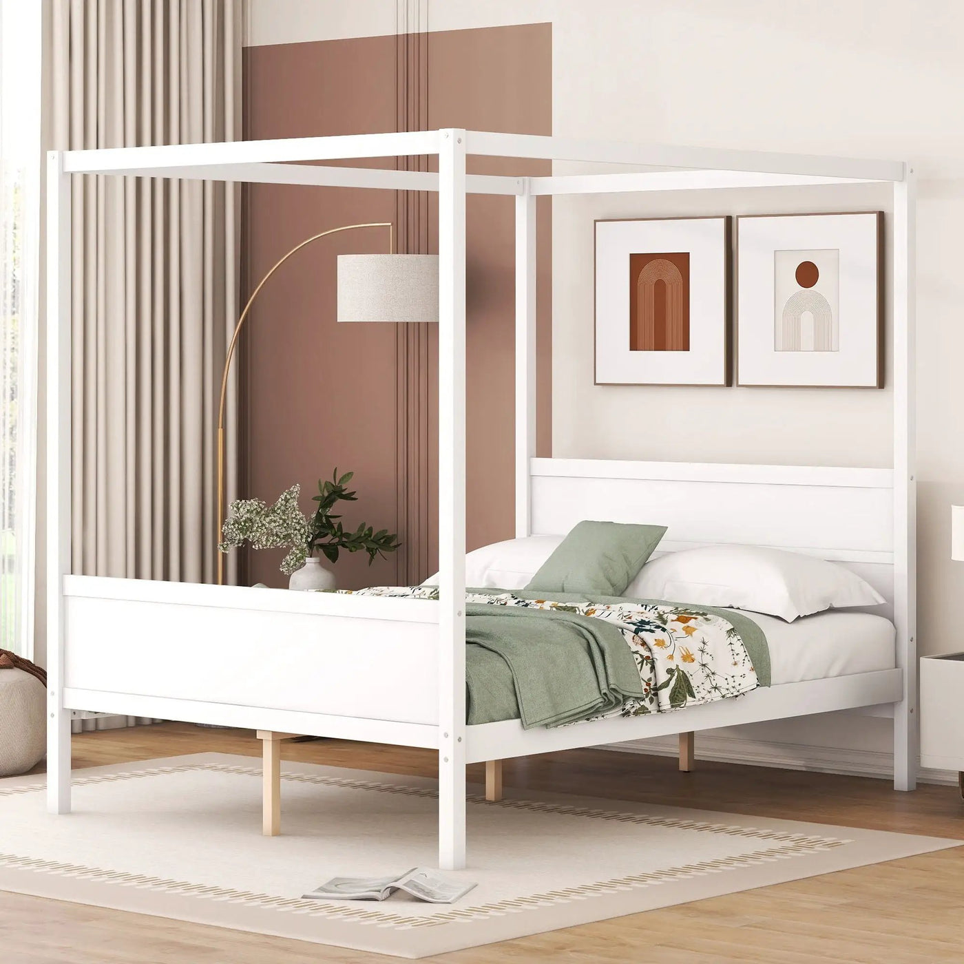 Canopy Platform Bed With Headboard And Footboard, Slat Support Leg by HouseOfZazla