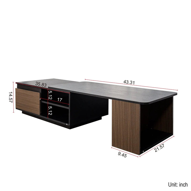 Extendable Coffee Table with 2 Storage Drawers by HouseOfZazla