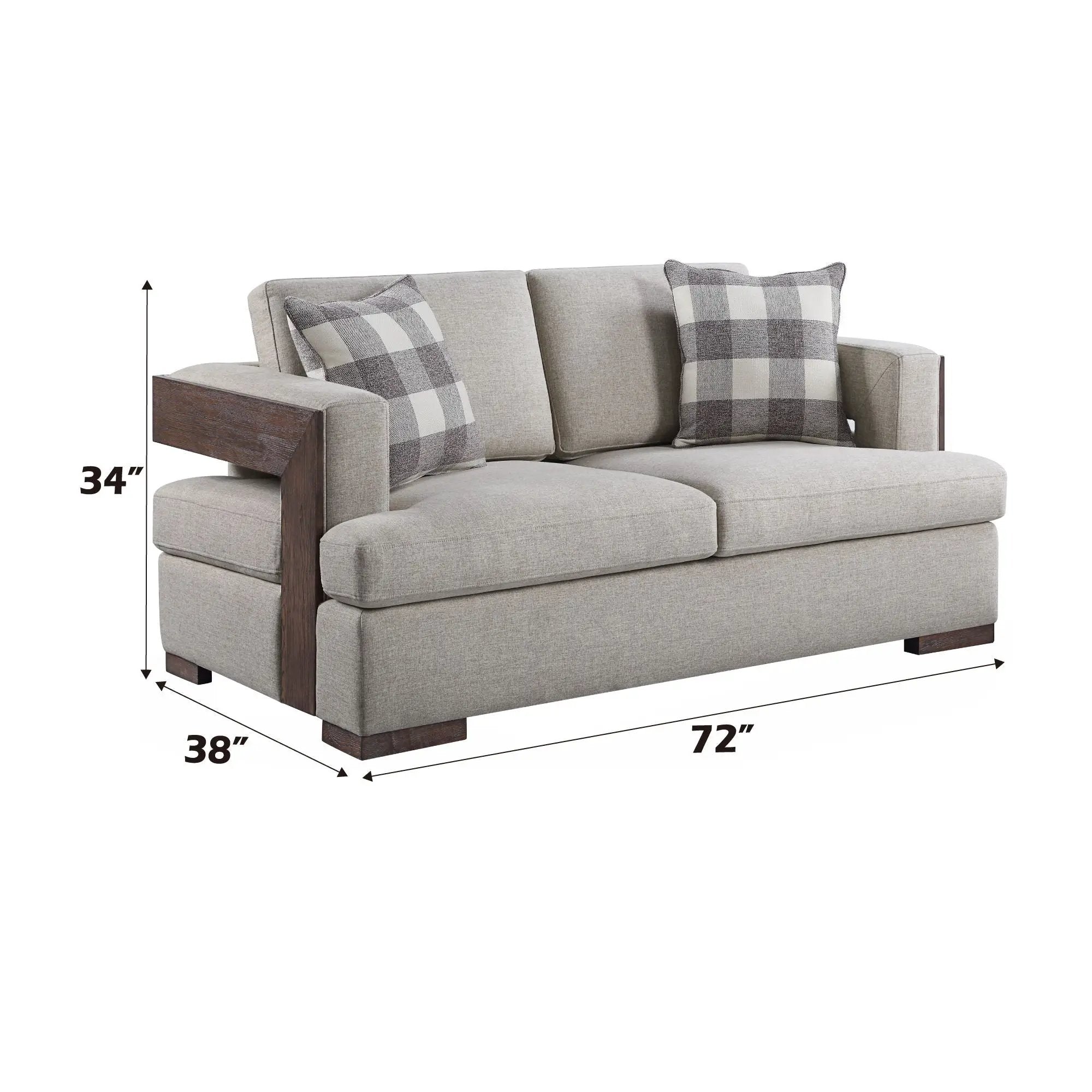 Niamey Loveseat With 2 Toss Pillows - Walnut by HouseOfZazla