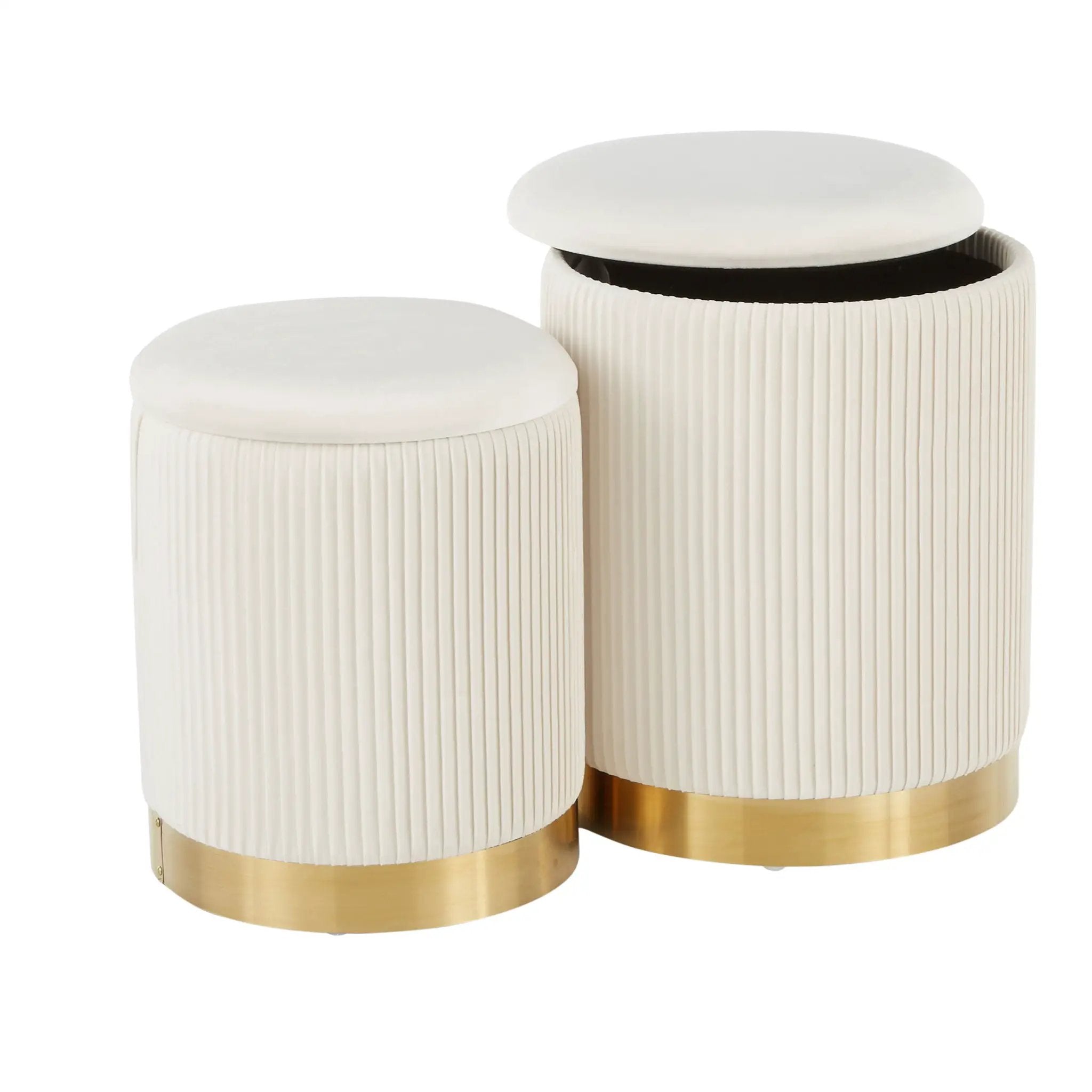 Marla - Contemporary Nesting Pleated Ottoman Set by Unique Piece Furniture