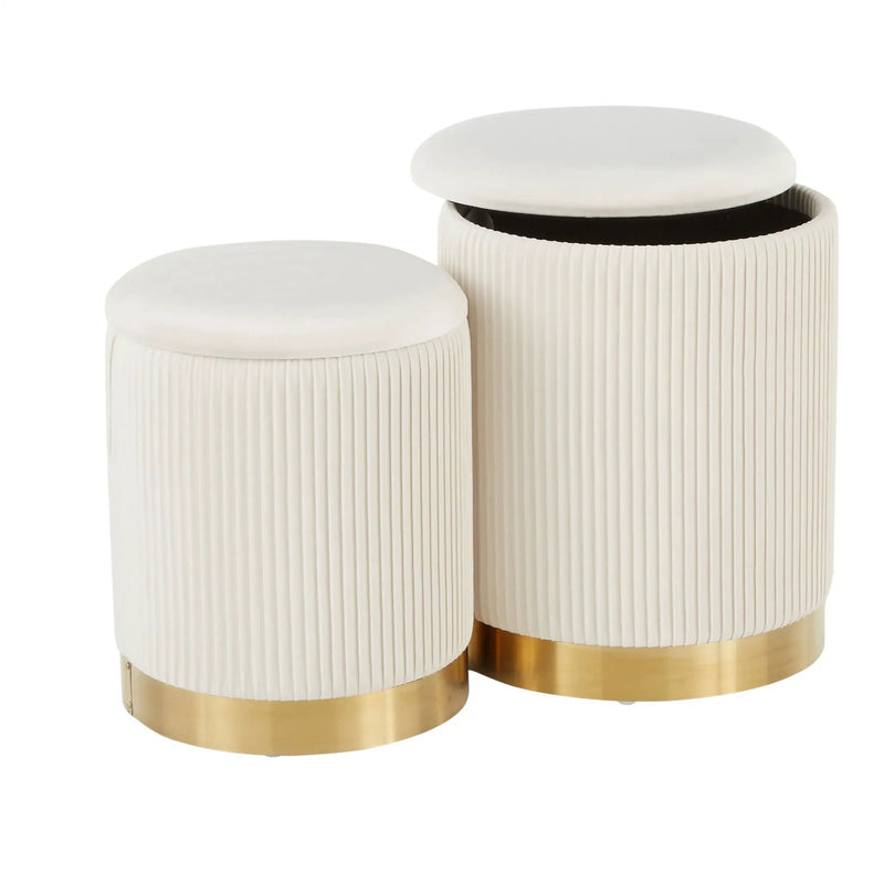 Marla - Contemporary Nesting Pleated Ottoman Set by Unique Piece Furniture