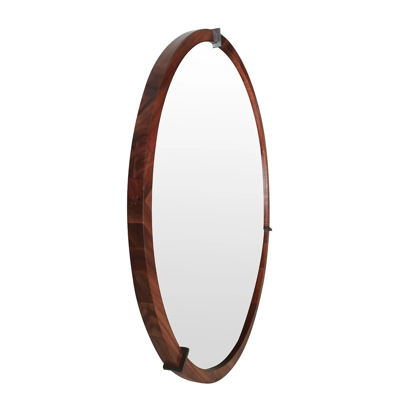 Hausen - Mid-Century Modern Round Accent Wall Mirror - Brown Walnut by HouseOfZazla