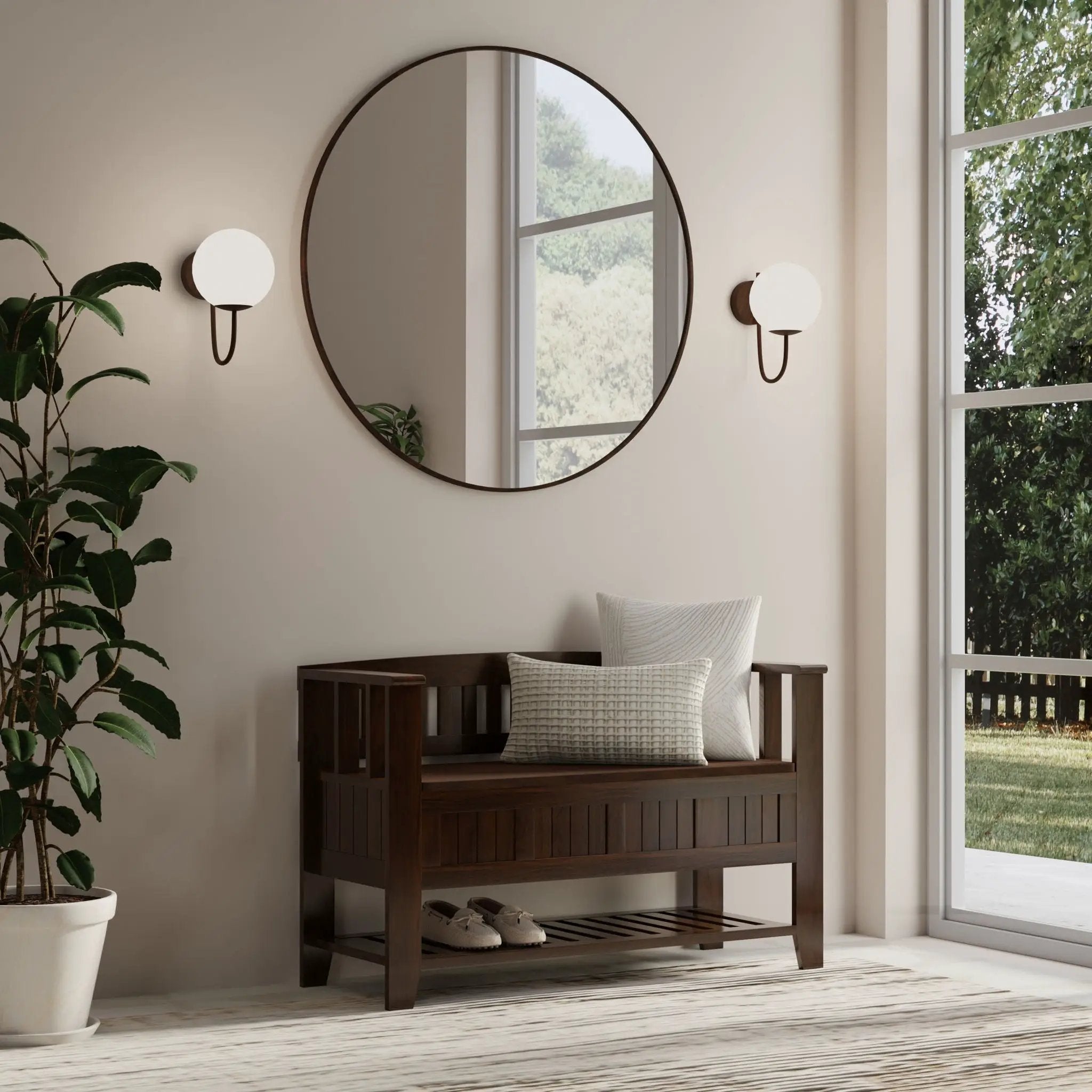 Acadian - Entryway Storage Bench With Shelf - Brown by HouseOfZazla