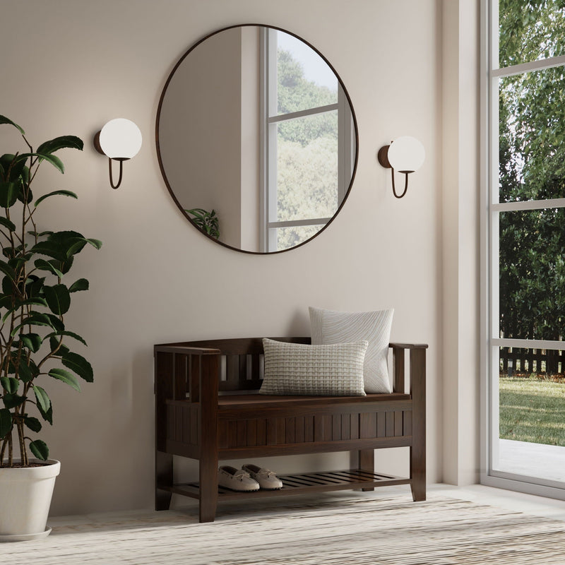 Acadian - Entryway Storage Bench With Shelf - Brown by HouseOfZazla