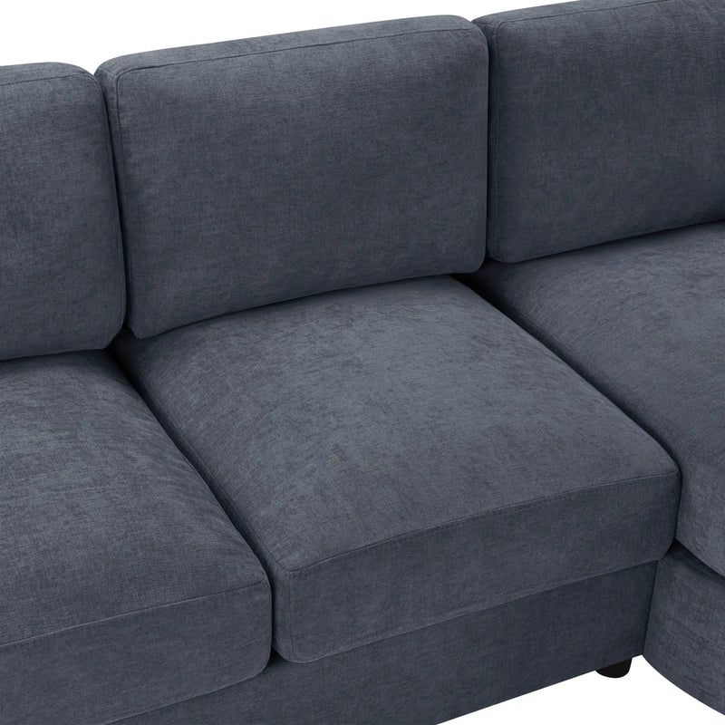 Modern L-Shaped Sectional Sofa With Curved Chaise, USB Ports, And Side Storage Pockets by HouseOfZazla