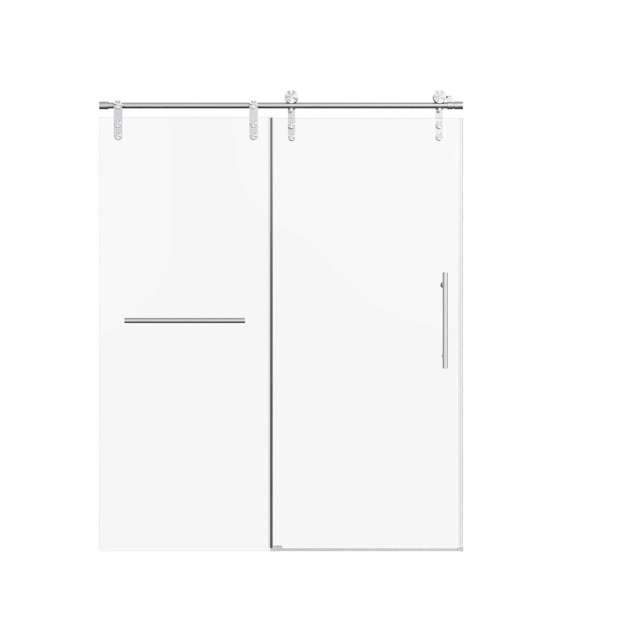Frameless Single Sliding Shower Doors With Towel Rail & Handle by HouseOfZazla