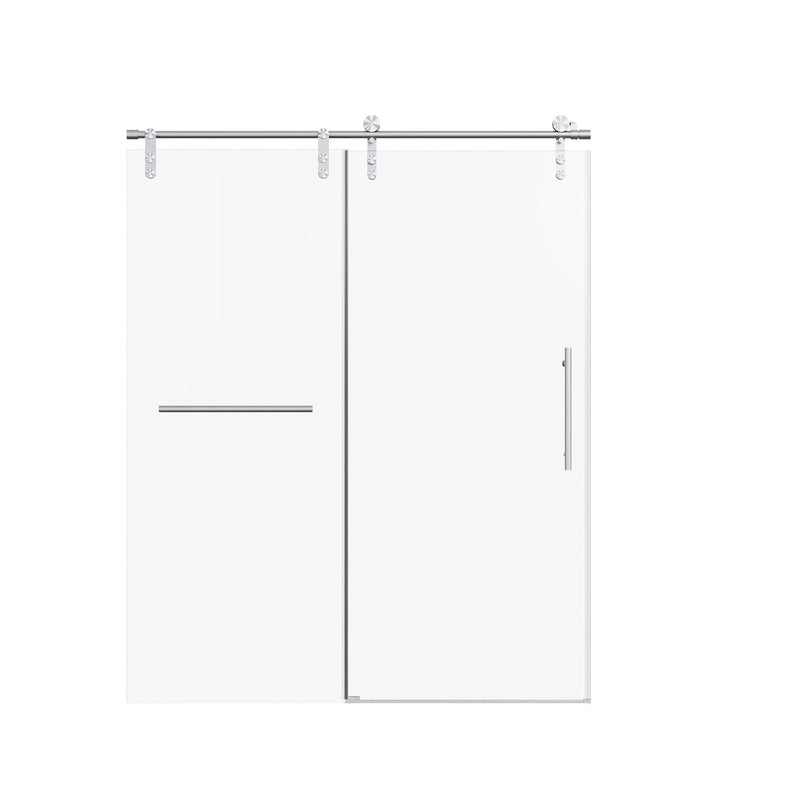 Frameless Single Sliding Shower Doors With Towel Rail & Handle by HouseOfZazla