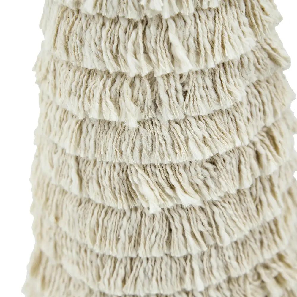 D5.1x21.7" Fringes Embellished Cone With Wooden Base by HouseOfZazla