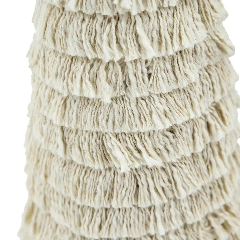 D5.1x21.7" Fringes Embellished Cone With Wooden Base by HouseOfZazla