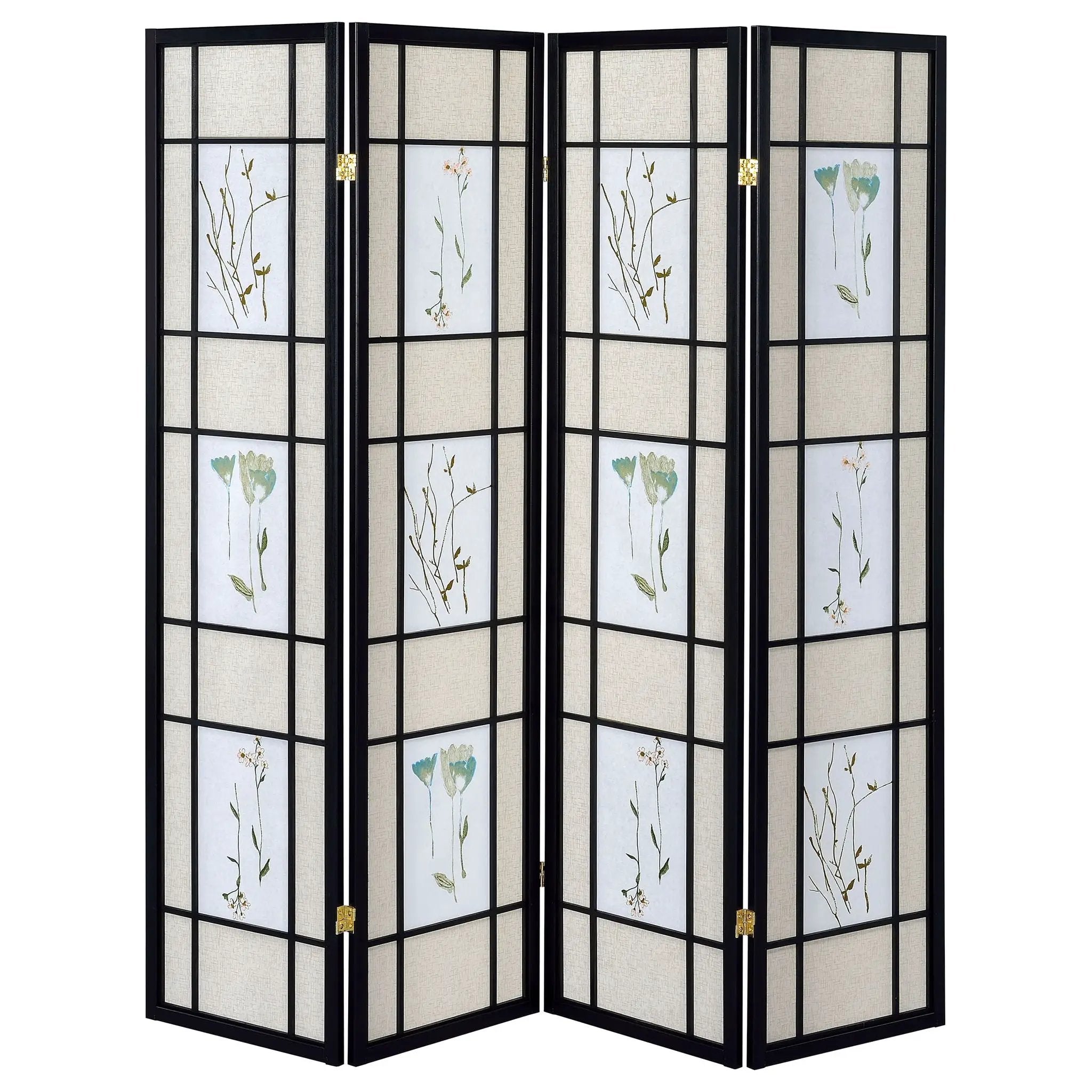 Catabella 4-Panel Room Divider Folding Shoji Screen Floral by Unique Piece Furniture