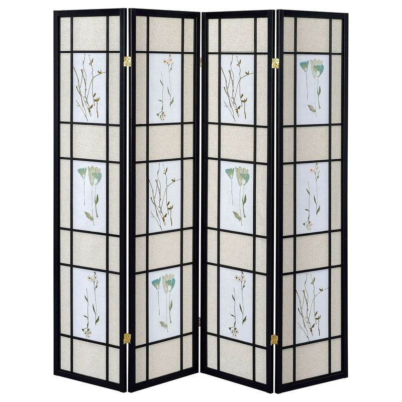 Catabella 4-Panel Room Divider Folding Shoji Screen Floral by Unique Piece Furniture