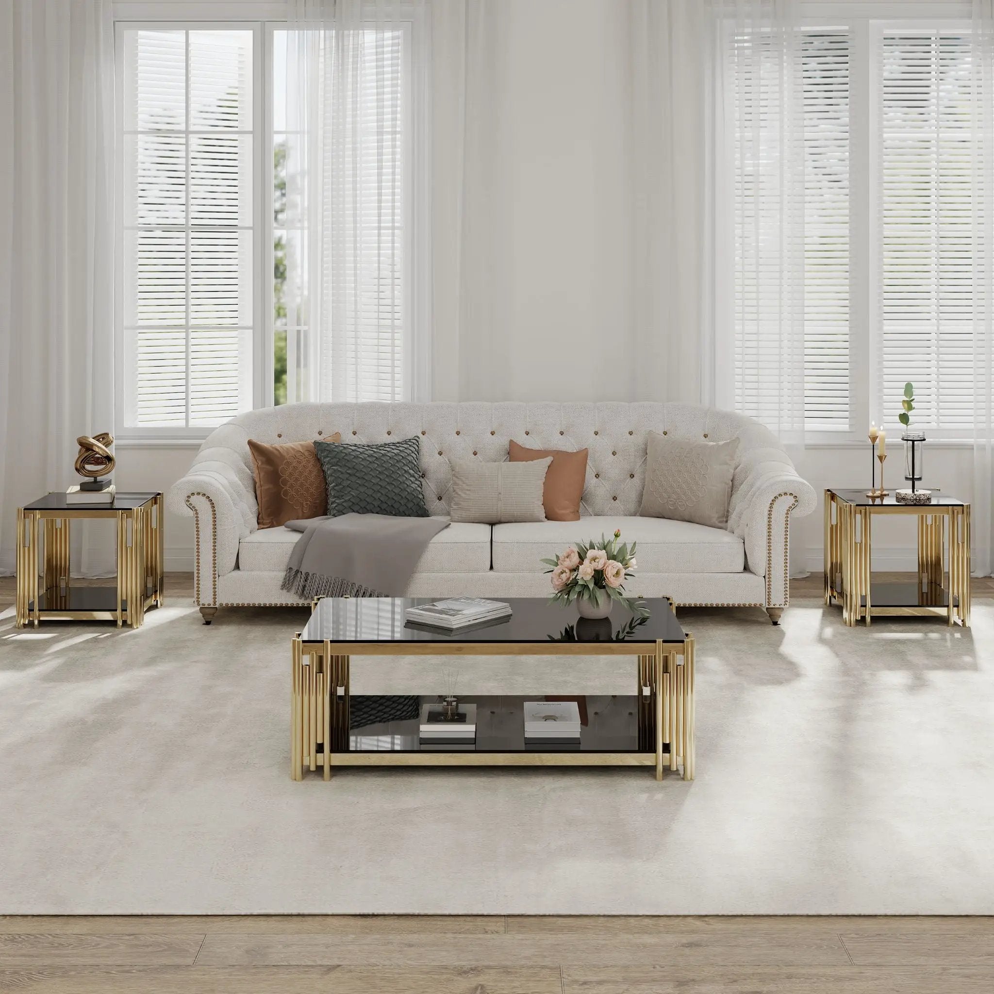 Square End Table With Tempered Glass Top For Living Room by Unique Piece Furniture